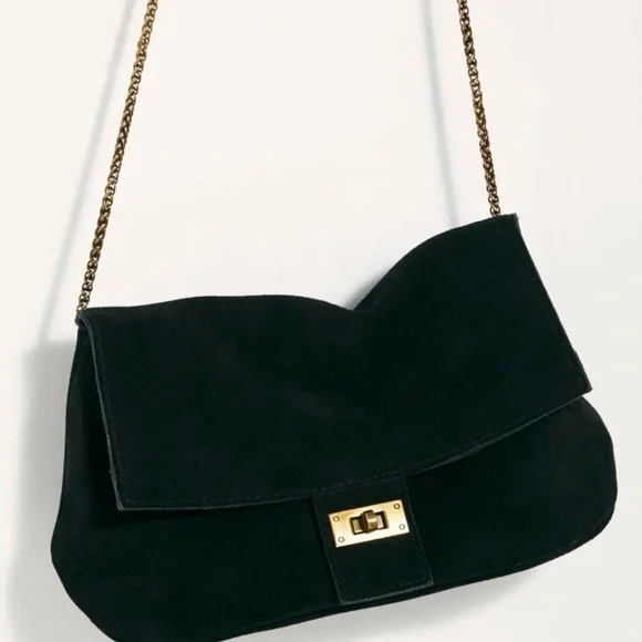 NWT Free People Slouchy Suede Chain Shoulder Bag Color: Burnt Bowen MSRP $58 - Picture 13 of 16